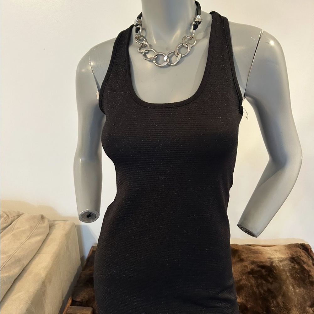 Kina Black Fitted Tank Top with Lurex❤️XS